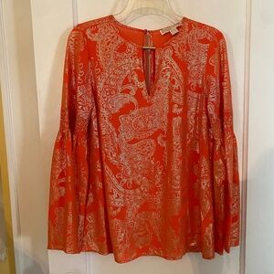 Michael Kor’s Tunic with Gathered Bell Sleeves and v-neck